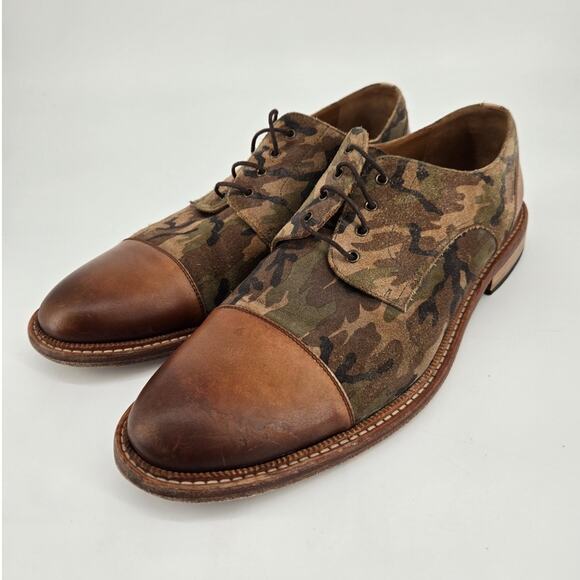 Taft Troy In Suede Camo Brown Cap Toe Leather Dress Shoe Sz 46 / US Sz 13 - Picture 1 of 14